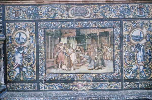 Tilework representing Leriea, Plaza de Espana, Seville